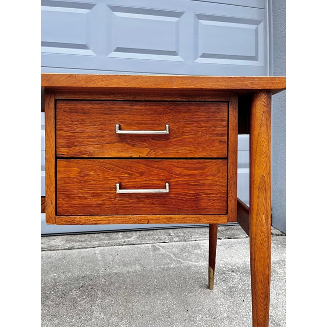 Mid Century Modern Extendable Writing Desk With Drop-Hinge Leaf | by Lane Furniture For Sale - Image 9 of 18