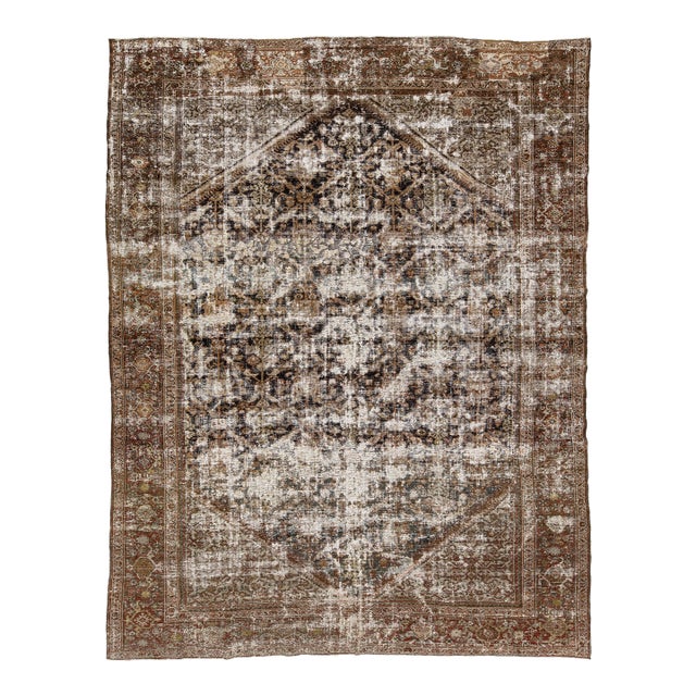 Antique Mahal Rug With Exquisite Distressed Wabi-Sabi Patina For Sale