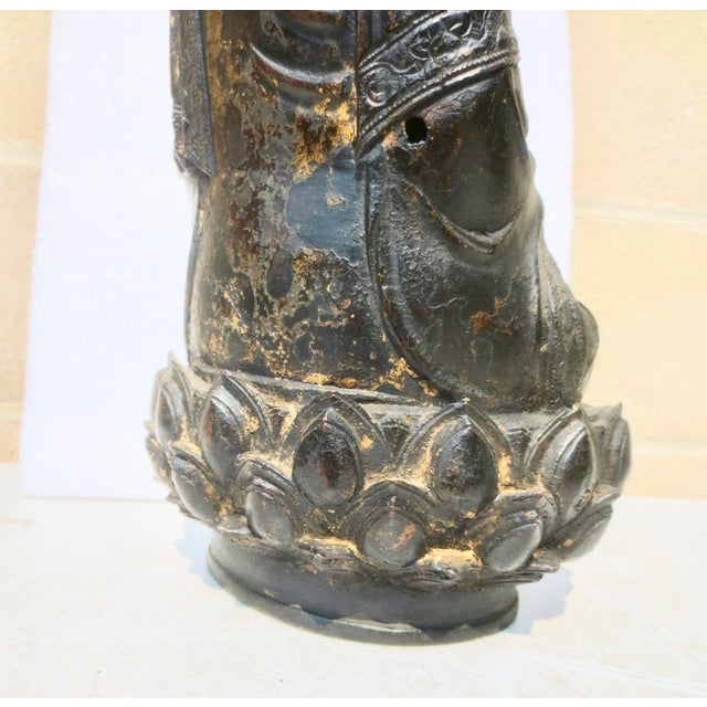 17th Century Antique Ming Bronze Seated Buddha Circa 16th-17th For Sale - Image 5 of 11