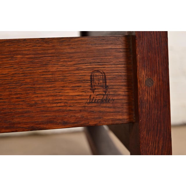 Gustav Stickley Antique Mission Oak Arts & Crafts Ladder Back Rocking Chair With Rush Seat, Circa 1910 For Sale - Image 11 of 12