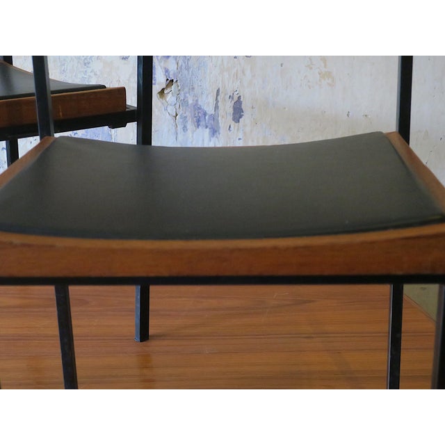 Brown Teak and Iron Stacking Chairs, 1960s, Set of 2 For Sale - Image 8 of 12