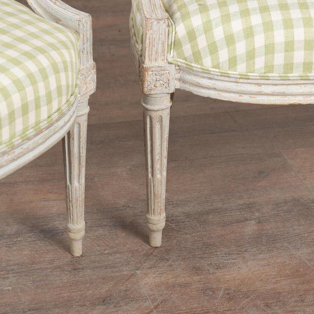 Pair Late 19th Century Swedish Gustavian Gray Painted Armchairs For Sale - Image 14 of 16