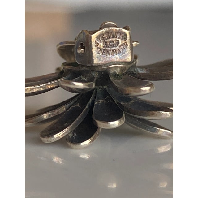 Metal Sterling Silver Floral Earrings by S. Christian Fogh (Denmark) For Sale - Image 7 of 8