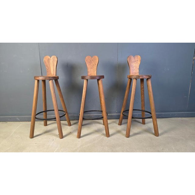Vintage Brutalist Bar Stools, 1960s, Set of 3 For Sale - Image 10 of 12