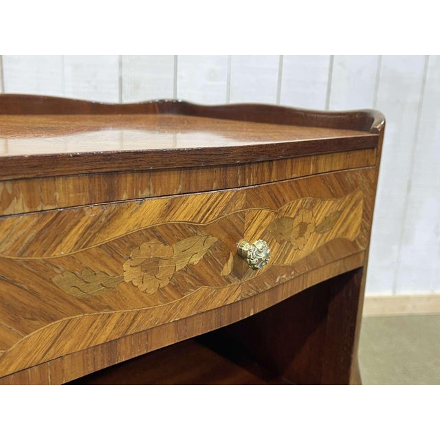 Brown Louis XV Bedside Table in Rosewood and Oak, 1970s For Sale - Image 8 of 14