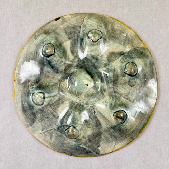 Antique S. Fielding Majolica Oyster Plate, Turquoise & Brown, 1878 For Sale In Philadelphia - Image 6 of 10