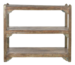 3-Tier Patinated Solid Wood Shelf on Legs