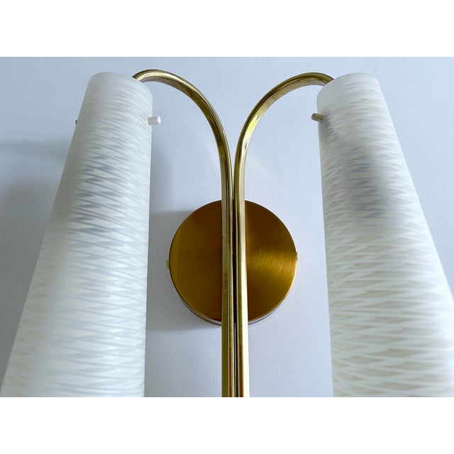 Metal Vintage Glass Sconce from Hillebrand Leuchten, 1950s For Sale - Image 7 of 18