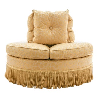 Edward Ferrell Leopard Damask Circular Banquette For Sale