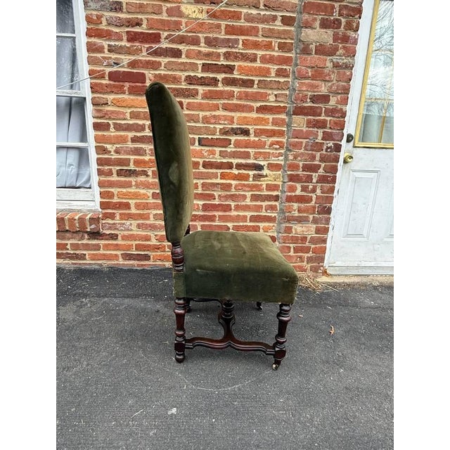 Antique Renaissance Style Velvet Upholstered Side Chair For Sale - Image 9 of 17