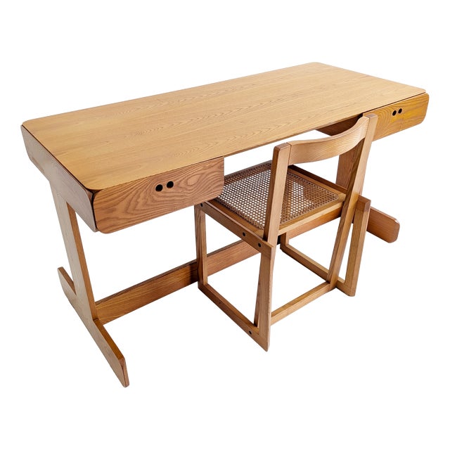 Mid-Century Modern Desk and Chair by Derk Jan De Vries, 1970s, Set of 2 For Sale