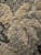 19th century handmade linen tapestry of a pastoral cottage in peach and green somewhat faded with age. It is ready to hang...