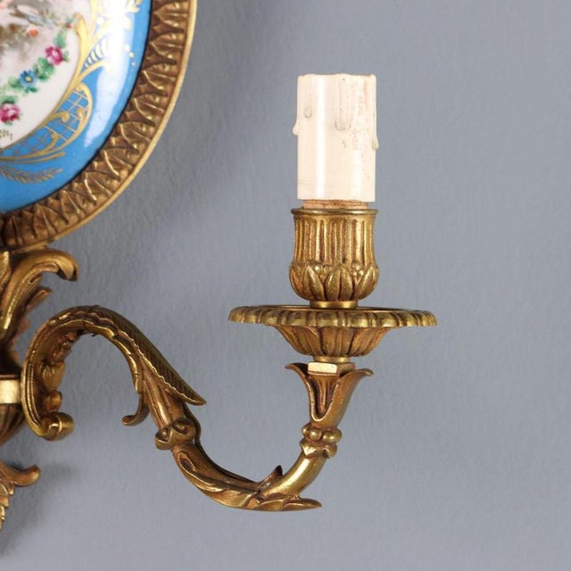 Ceramic Bronze and Porcelain Sconce from Sèvres For Sale - Image 7 of 8
