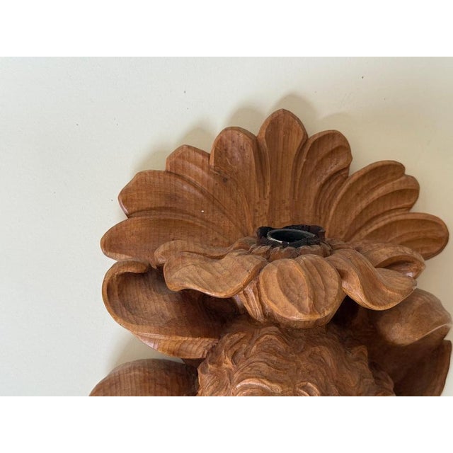 European Alpine Baroque Style Hand-Carved Cherub Wall Sconces in Spruce, 1970, Set of 2 For Sale - Image 14 of 18
