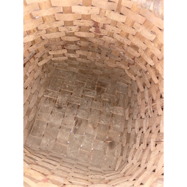 Brown Antique American Hand-Woven Splint Wood Gathering Basket For Sale - Image 8 of 10