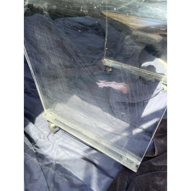 Metal Mid-Century Lucite Upholstered Waterfall Stool/Bench For Sale - Image 7 of 10