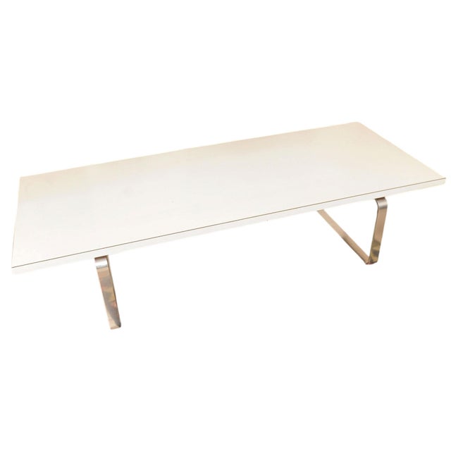 Mid-Century Modern Modernist White Formica and Curved Steel Coffee Table by William Plunkett, 1971 For Sale - Image 3 of 13
