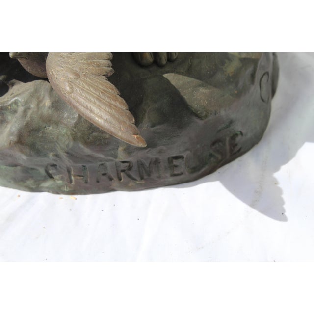 Antique Bronze Lady Figurine Signed Champagne Lg Title Charmeise circa 1900 For Sale - Image 11 of 18