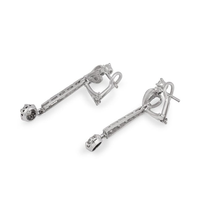 Contemporary 1950s Mid Century Diamond Silver Drop Earrings, A Pair For Sale - Image 3 of 6