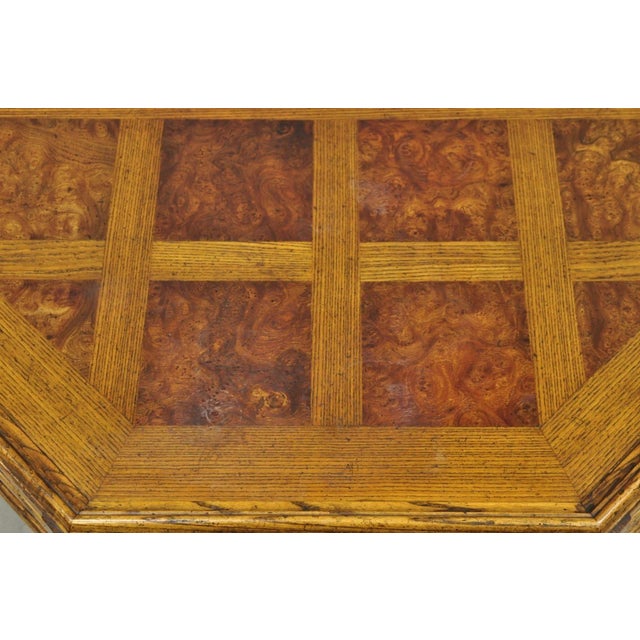 Vintage Baker Barley Twist Oak & Burlwood Parquetry Octagonal Coffee Table For Sale - Image 10 of 17