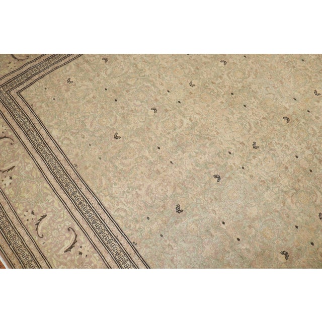Zabihi Collection Light Green Elegant Antique Persian Tabriz Rug For Sale - Image 13 of 18