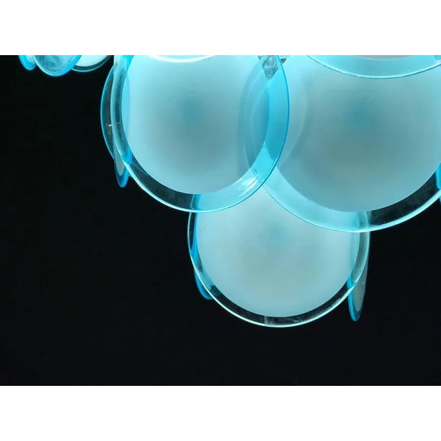 Blue Turquoise Disc Murano Ceiling Lamp from Vistosi, 1970s For Sale - Image 3 of 12