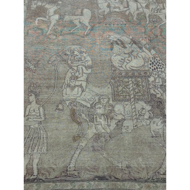 19th Century Turkish Silk Figural Rug Circa 1850 - 6'8'' X 4'9'' For Sale - Image 4 of 7