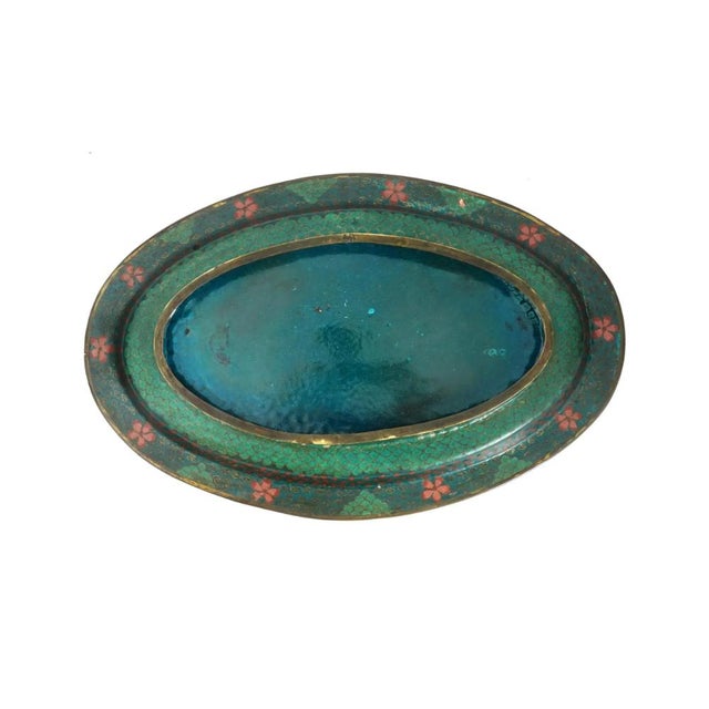 Antique Early Meiji Japanese Cloisonne Phoenix Bird Tray For Sale - Image 4 of 9