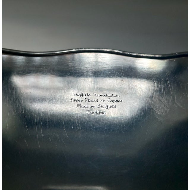 Vintage Sheffield England Rimmed Silver Plated Copper Tray For Sale - Image 17 of 18