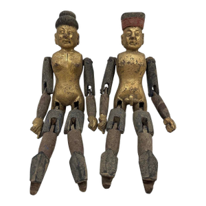 Early 20th Century Antique Chinese Gilt Carved Camphor Wood Toys