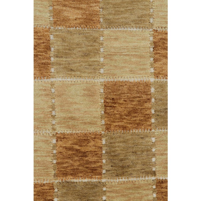 Mid-Century Modern Rug & Kilim’s Scandinavian Style Rug in Beige-Brown and Rust Geometric Pattern For Sale - Image 3 of 7