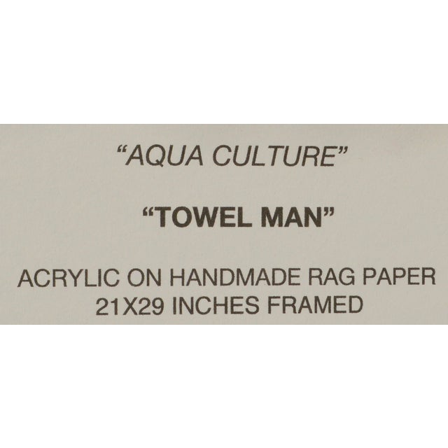 "Towel Man" Figurative Abstract Poolside Swimmer, Aqua Culture Series by Marc Foster Grant For Sale In Monterey, CA - Image 6 of 7