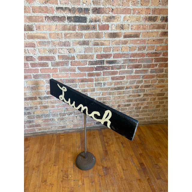 Mid 20th Century Rustic Hand-Painted Wooden "Lunch" Sign on Cast Iron Stand For Sale - Image 10 of 13