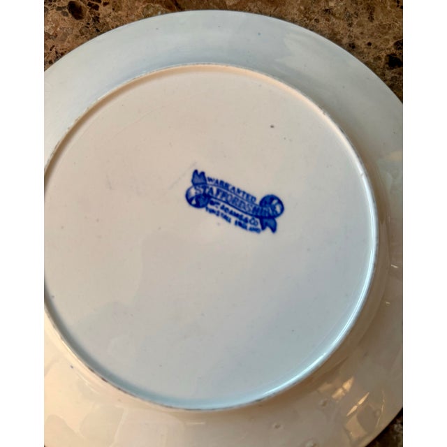 Blue A Pair of Antique Ironstone Warranted Staffordshire Adams & Co. Blue Willow Pattern Plates. For Sale - Image 8 of 9
