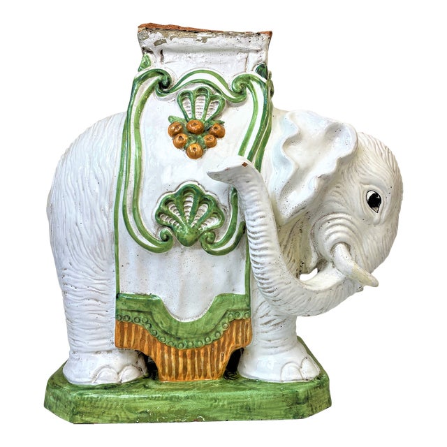 Mid Century Italian Majolica Elephant Plant Stand Chairish