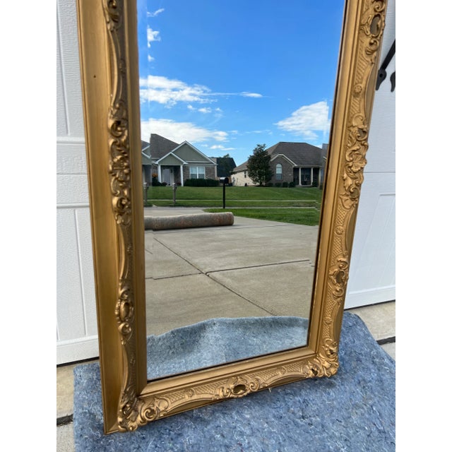 French Antique Wmp Company Large Rectangular Louis XIV Ornate Carved Pierced Giltwood and Golden Stucco Beveled Wall Mirror For Sale - Image 3 of 11