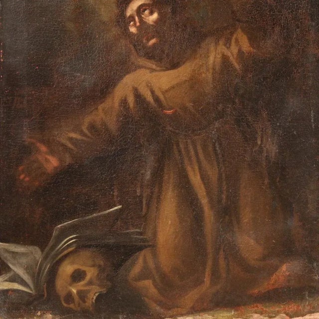 Italian Artist, Saint Francis of Assisi, 1670, Oil on Canvas For Sale - Image 4 of 16