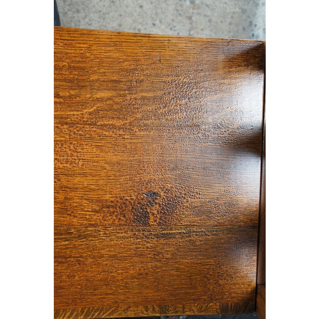 Antique Mission Arts & Crafts Quartersawn Oak Hall Storage Bench Seat Settee 50" For Sale - Image 12 of 13