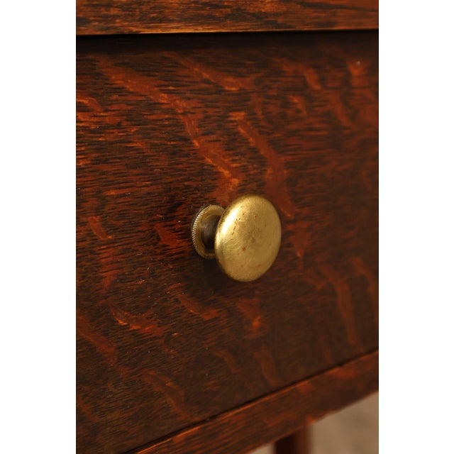 Antique Arts And Crafts Style Solid Oak Console Table With Drawer For Sale - Image 10 of 18
