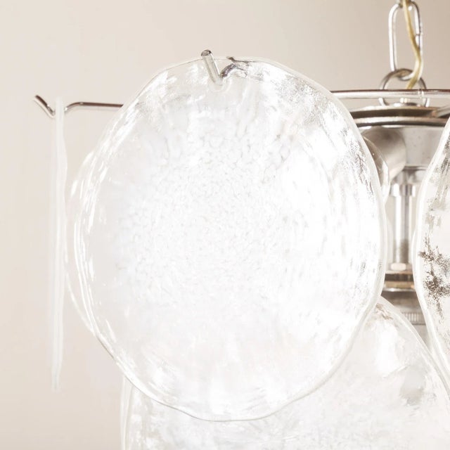 Vistosi Murano 18 Glass Disc Chandelier Fiocchi Di Neve, Italy, 1970s For Sale - Image 13 of 18