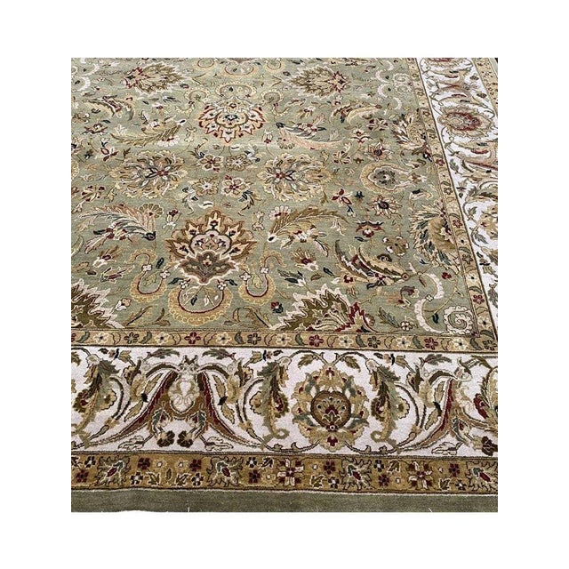 Green 10x14 Indian Agra Area Rug - 106226 For Sale - Image 8 of 15