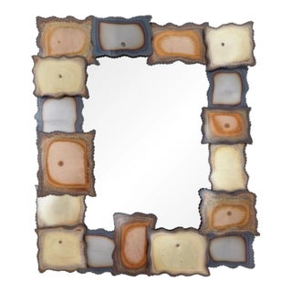 Global Views Mod Terrace Sculptural Mixed Metal Frame Rectangular Mirror For Sale