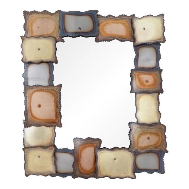 Global Views Mod Terrace Sculptural Mixed Metal Frame Rectangular Mirror For Sale