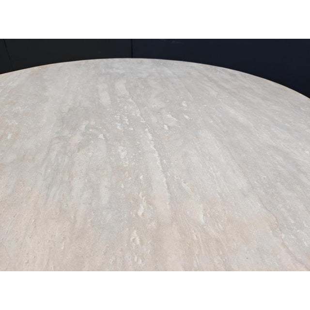 Italian Round Travertine Dining Table, 1970s For Sale - Image 3 of 14