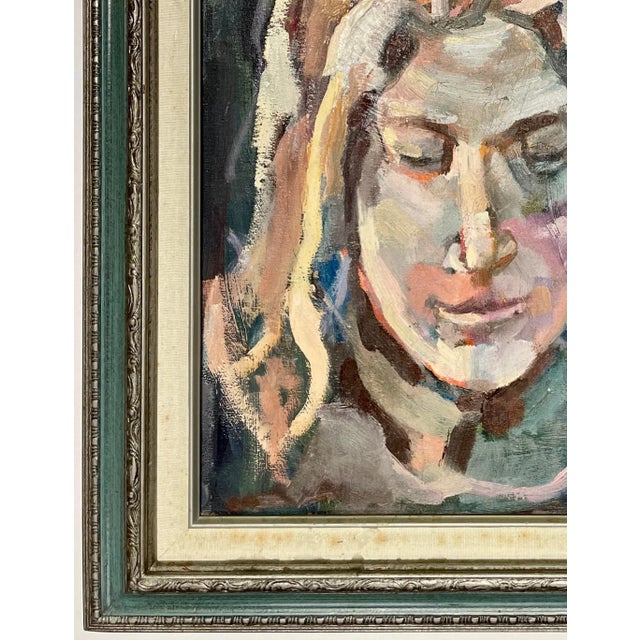 1970s 1970s Oil on Canvas Portrait by Hannah Dalbey - For Sale - Image 5 of 8