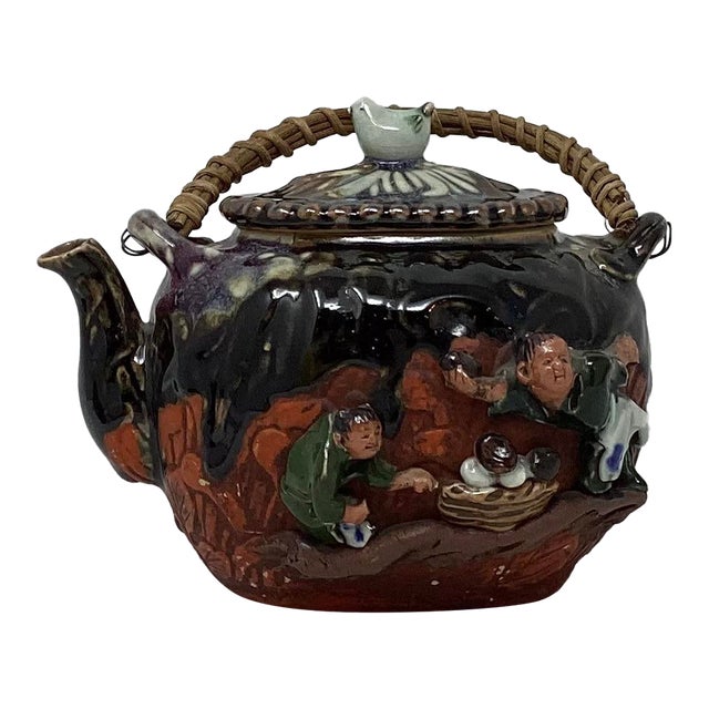 Antique Sumida Gawa Art Pottery Teapot For Sale