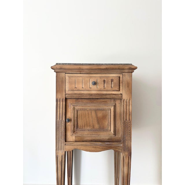 Neoclassical Side Table with Cabinet and Marble Top, France, 1940s For Sale - Image 3 of 8