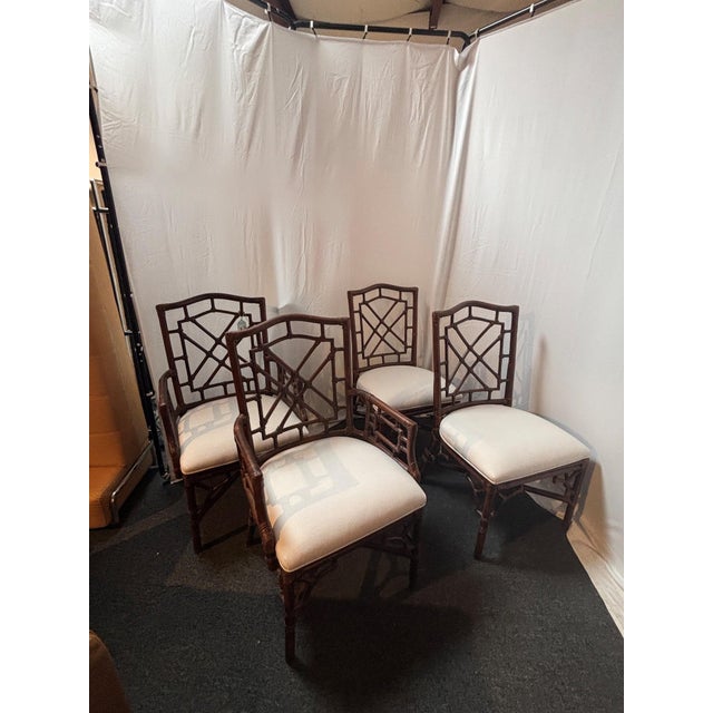 Wood 1970s Lexington Palm Beach Style Rattan Dining Table For Sale - Image 7 of 8