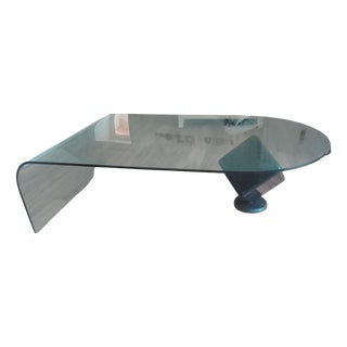 Waterfall Glass and Marble Coffee Table attributed to Fontana Arte, 1970s For Sale