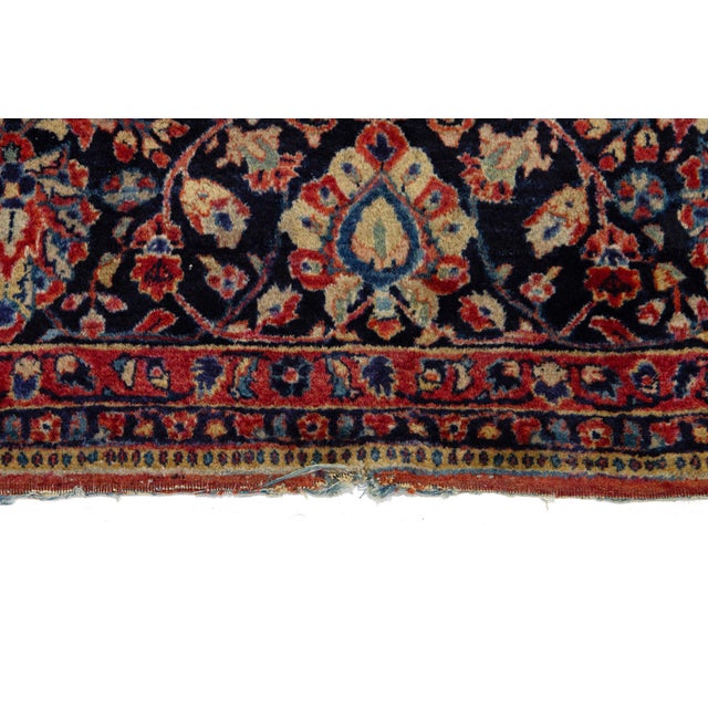 Red Antique Persian Sarouk Wool Rug For Sale - Image 10 of 12